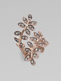 A delicate branch, with leaves of shimmering Swarovski crystal, curves gracefully around the finger in this elegant design.Crystal Bronze rose goldplated Length, about 1½ Made in Italy