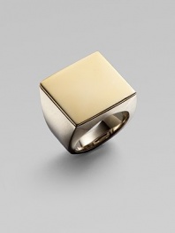 From the Nile Collection. Utterly simple and utterly stunning, a sleek square bezel with a goldplated finish tops a wide, smooth band of brushed sterling silver.Sterling silverGoldplatedAbout ¾ squareImported