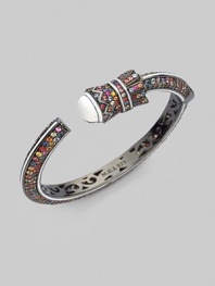 From the Pavé Column Collection. A myriad of multi-colored sapphires along white enamel trimmed sterling silver.Sapphire Enamel Sterling silver Width, about ½ Sidekick hinge Imported 