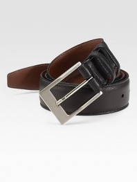 EXCLUSIVELY OURS. An essential piece for any man's wardrobe in soft, Italian calfskin leather. Nickel-plated buckle About 1¼ wide Made in USA 