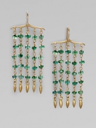 Faceted emerald beaded fringe with marquise drops along the ends.Emerald 14K gold 10K gold Length, about 1½ Width, about ¾ French earwires Imported 