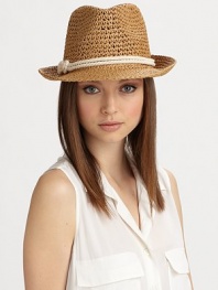 Crocheted straw, in a chic, classic silhouette adorned with a corded band.Corded bandBrim, about 2Paper braidSpot cleanImported