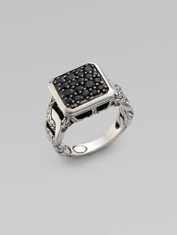 From the Classic Chain Collection. A signature chain band with a square black sapphire pavé setting.Black sapphire Sterling silver Width, about ½ Made in Bali Additional Information Women's Ring Size Guide 