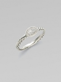 From the Cable Collectibles Collection. Diamond pavé oval sits upon a signature twisted cable band.Diamond, 0.07 tcw Sterling silver Width, about ¾ Imported Additional Information Women's Ring Size Guide 