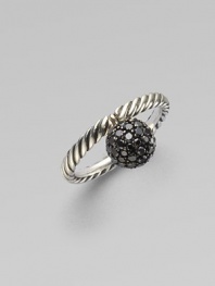 A bold dome of black pavé diamonds sits elegantly atop a signature twisted cable sterling silver band.Diamonds, 0.87 tcw Sterling silver Width, about ¼ Imported