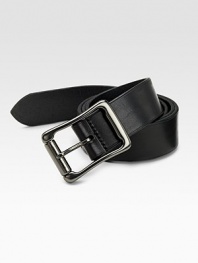 A slim belt rendered in Italy from burnished saddle leather, then channel quilted for modern style and attitude. Embossed gunmetal buckle About 1½ wide Made in Italy 