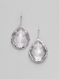 Faceted teardrops of clear quartz catch and reflect light gloriously as they hang from settings of sterling silver. Clear quartz Sterling silver Drop, about 1½ Ear wire Imported