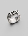 Handsomely detailed, sterling silver sculpted cable square ring. From the Heirloom Collection Overall, 24.7mm diam. Imported
