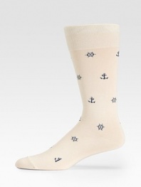 Brightly colored anchor details adorn these lightweight, stretch dress socks.Mid-calf height55% cotton/37% nylon/5% viscose/3% elastaneMachine WashImported