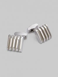 A sophisticated touch in rhodium-plated metal with grill detail. T-backing About ½ square Imported 