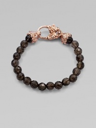 From the Pop Superstud Collection. A dark, dramatic strand of faceted smoky quartz beads capped by a baroque clasp set with pastel rose quartz.Smoky quartz and rose quartzRose goldplated sterling silverLength, about 7¾Spring clip claspImported