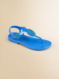 A fancy pair of colorful jelly sandals make the world a brighter, lighter place.T-strap buckle closureJelly upperJelly soleImportedAdditional InformationKid's Shoe Size Guide (European Equivalent) 