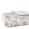 A soft palette and a floral print make this cotton comforter easy on the eyes. Features a striped print on reverse.