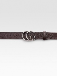 Leather belt with running GG buckle. Dark palladium hardware About 1¼ wide Made in Italy 