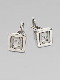 Two-tone metal cufflinks with iconic logo detail.Metal½ x ½Made in Italy