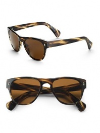 Plastic wayfarer inspired frames. Available in cocobolo with java polarized lens. 100% UV protection Imported 