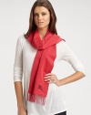 A luxurious cashmere style with an embroidered horse detail and pretty fringe. CashmereAbout 11¾ X 66Dry cleanImported 