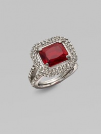A bold and stunning piece with pavé stones and a split shank. Glass stonesSilvertoneWidth, about ½Imported