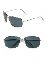 Sleek, double-bridge aviators crafted from high-quality lightweight metal. Available in silver with blue polarized lens. UV 400 lens 100% UV protection Imported 
