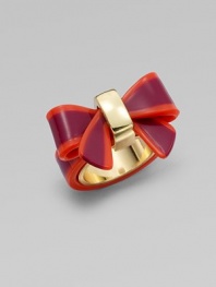 A sweet colorblocked bow with radiant 10K goldplated accents. Acetate10k goldplated brassWidth, about ¼Imported 