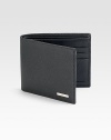 Classic billfold crafted in a sleek, modern design of textured micropave leather.One billfold compartmentSix card slots4½ x 3½Made in Italy