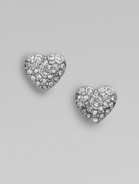 Dazzle in this charming heart-shaped style. Argento plated brassGlass stonesSize, about ¼Bolt clutch backImported 