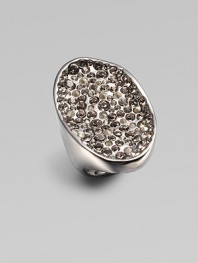 A pool of sparkling Swarovski crystals in an over-sized oval shape that truely makes a statement. Swarvoski crystalsRutheniumWidth, about 1½Imported