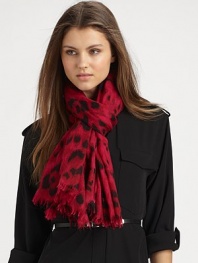 A bold animal print with baby fringe details. 35% cashmere/35% silk/30% woolAbout 55 X 74¾Dry cleanMade in Italy