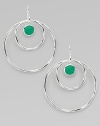 From the Scultura Collection. Vibrant chrysoprase cabochon is elegantly suspended within a double hoop of sterling silver.Chrysoprase cabochon Sterling silver Diameter, about 2¼ Ear wire Imported  Please note: Due to characteristics of natural stone, color may vary slightly.