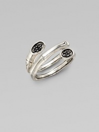 From the Bamboo Collection. A double wrap sterling silver design that is accented in pretty black sapphires. Black sapphires Sterling silver Diameter, about ½ Imported 