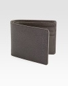 Every man's must-have accessory, in rich, pebbled leather.One billfold compartmentSix card slotsLeather4 x 3¼Made in Italy