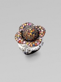 A pretty flora setting with beautifully colorful stones. Sterling silver Width, about 1½ Imported 