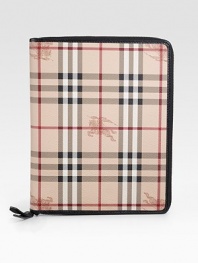 A well-crafted, forever-durable way to safely stow your beloved iPad®, designed in PVC with iconic checks outside and light padding inside. Fits all Ipad® models Zip closure 85% PVC/15% cotton 10W X 20½H X ½D Imported 