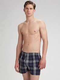 The coveted check pattern is rendered in supremely soft cotton with an elastic waistband. One-button fly Machine wash Imported