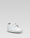 Lace-up style in soft cotton featuring allover mini GG print and leather trim.Cotton upper Lace-up closure Leather sole Made in Italy Additional InformationKid's Shoe Size Guide (European Equivalent) 
