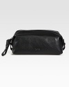 Compact travel case in handsomely pebbled leather.Zip closureLeather10½W x 4H x 5DImported