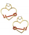 Hip hoops! With a heart and key silhouette, RACHEL Rachel Roy adds a trendy twist to traditional hoop earrings. Crafted in gold tone mixed metal. Approximate drop: 2-1/2 inches.