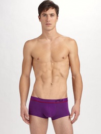 Knit trunks cut with a low rise and super-slim side widths for easier movement. An extreme contoured pouch lends more support and a better profile. Microfiber waist 90% cotton/10% spandex Machine wash Imported 