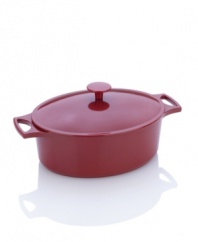 Designed by Michelle Bernstein, one of our pro chefs from The Culinary Council, this cast iron professional combines unbeatable enamel style with incredible performance. The perfect assistant for whipping up hearty stews, slow-cooking juicy meats and conquering any dish, the oval dutch oven, with extra-heavy lid, locks in flavor and moisture for masterpiece meals that go straight from oven to table. 1-year warranty.