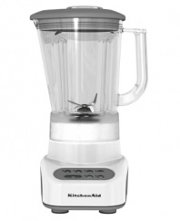 This KitchenAid blender does things at just your speed, letting you customize your cooking task with the push of a button. Set to stir, mix, puree or liquefy – executed quickly and thoroughly with the help of a powerful motor and patented stainless steel blade. One-year warranty. Model KSB465.