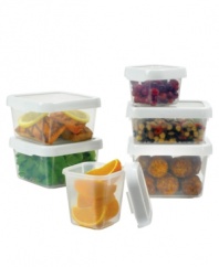 Let OXO organize your edibles with these stackable storage containers. An airtight, watertight and leakproof seal keeps food fresh in the fridge or freezer, while a clear window on the lid lets you easily identify what's inside.