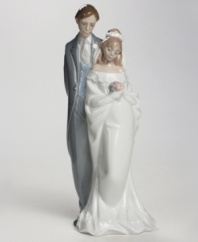 This shining bride and groom figurine make a sweet wedding or anniversary gift for your favorite couple.