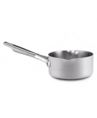 The Anolon Chef Clad open saucepan works on so many levels, making rich sauces, rice and more with expert efficiency. Cook brilliantly with the combined efforts of brushed aluminum and clad stainless steel, two materials that guarantee even heating from top to bottom. Limited lifetime warranty.