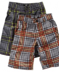 It's not just about performance with this plaid shorts from Nike. Style takes a front seat with pops of bright color that will have him in standout style.