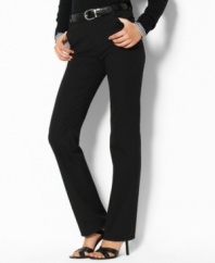 Substantial cotton twill and a straight leg lend easy refinement to this classic Lauren by Ralph Lauren pant. Designed with a hint of stretch for a sleek, tailored silhouette.