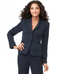 The blazer gets a feminine touch in this look from Charter Club! A peplum waist and slim silhouette offer professional polish to anything from pencil skirts to trousers!