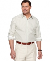 Embolden you everyday look with this big and tall striped shirt from Perry Ellis.