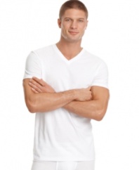 Soft, 100% cotton basic v-neck t-shirts. Classic, fitted. Two per pack.