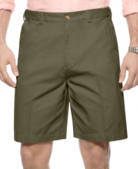 Keep your classic look intact, even as the weather gets warmer, with these flat-front shorts from Geoffrey Beene.