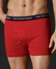 Classic boxer briefs in a convenient three-pack set are constructed to offer the ultimate in shape and support in soft cotton jersey.